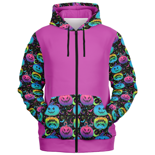 Petrifying Pumpkins Accents Fashion Zip-Up Hoodie