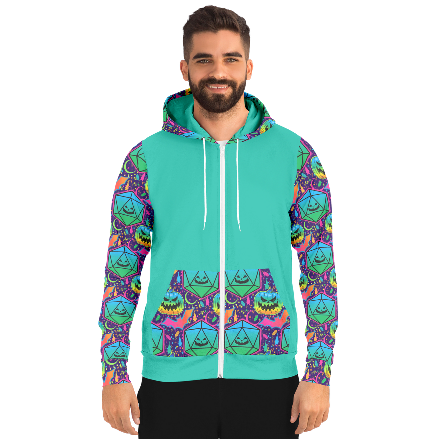 Pumpkins and Polyhedrals Accents Fashion Zip-Up Hoodie