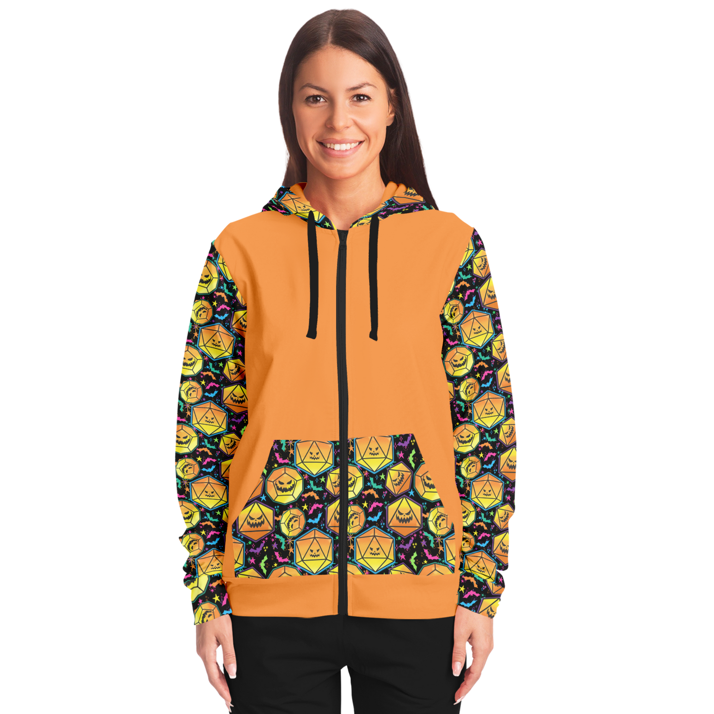 Pumpkin Dice Season Accents Fashion Zip-Up Hoodie