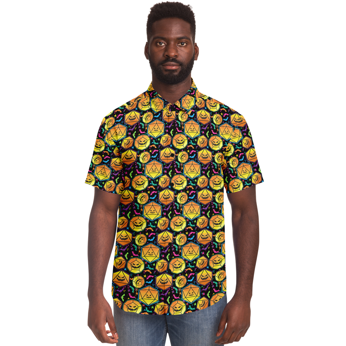 Pumpkin Dice Season Short Sleeve Button Down Shirt