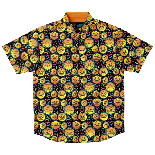 01-HC Pumpkin Dice Season Short Sleeve Button Down Shirt