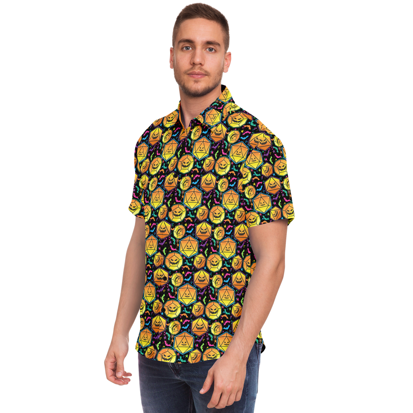 Pumpkin Dice Season Short Sleeve Button Down Shirt