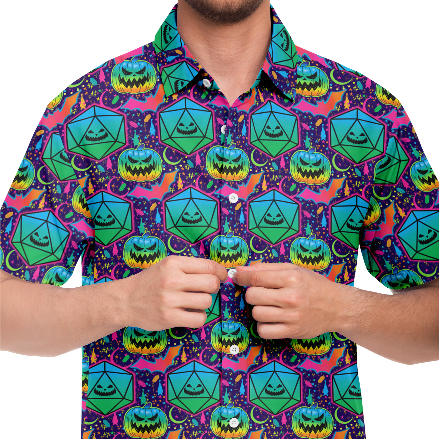 Pumpkins and Polyhedrals Short Sleeve Button Down Shirt