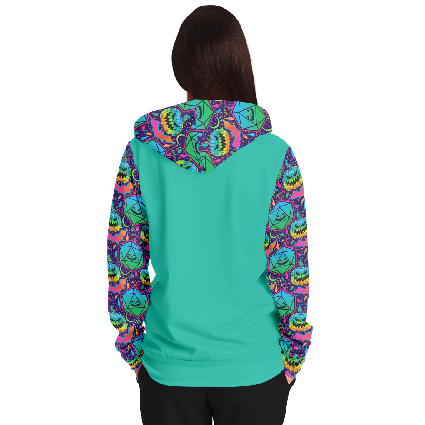 Pumpkins and Polyhedrals Accents Fashion Zip-Up Hoodie