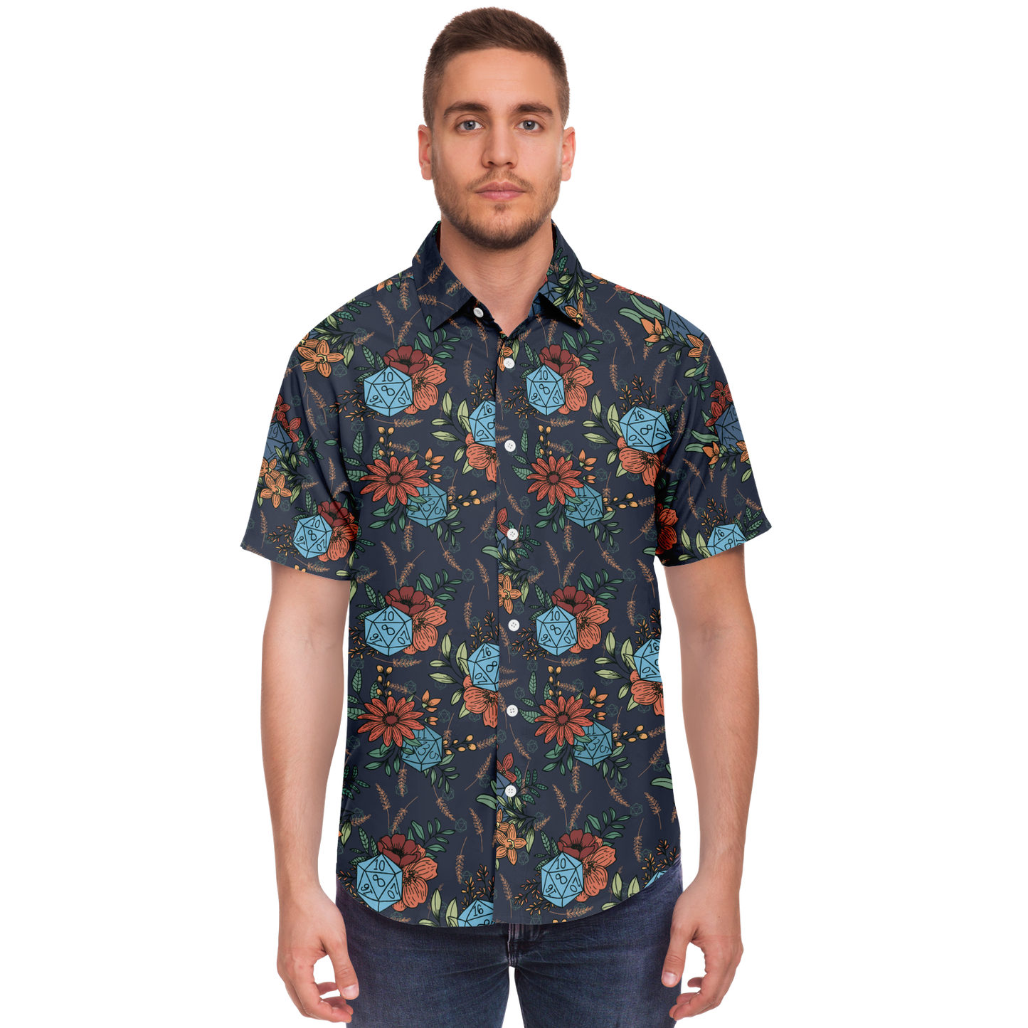 Floral D20 Button Down Shirt