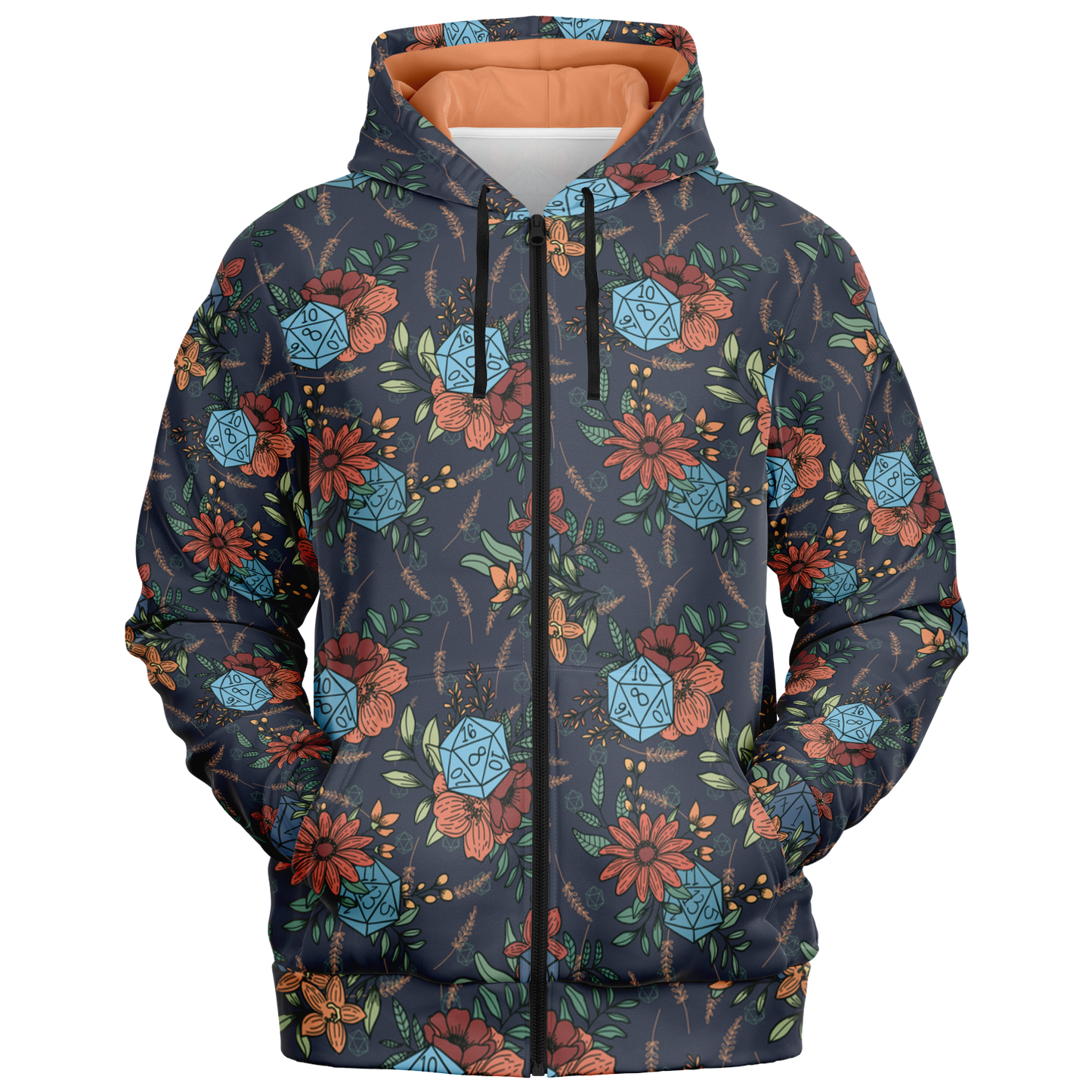 Floral D20 Zip Up Hoodie