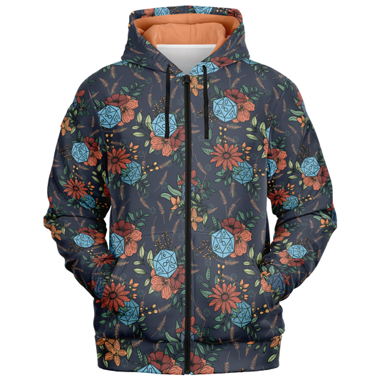 Floral D20 Zip Up Hoodie