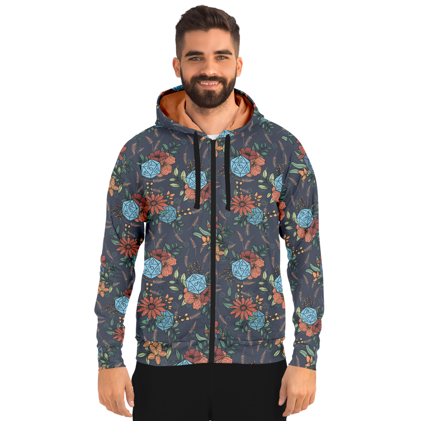 Floral D20 Zip Up Hoodie